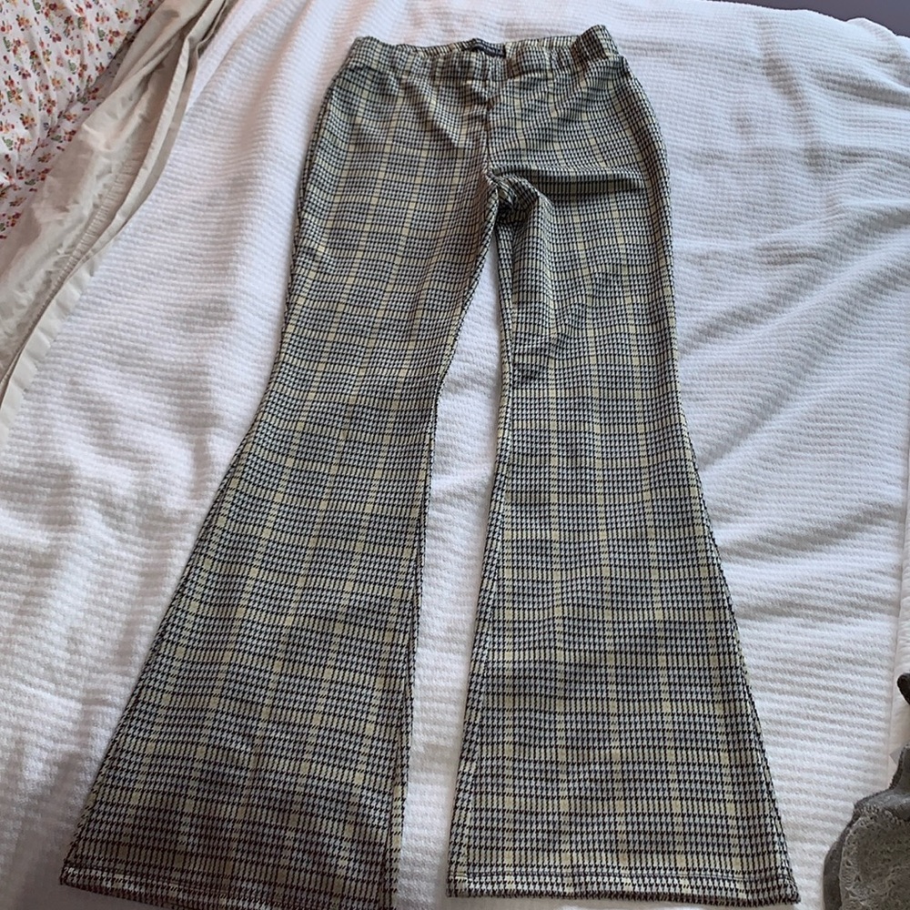 Abercrombie & Fitch High-Waisted Plaid Flare Pants